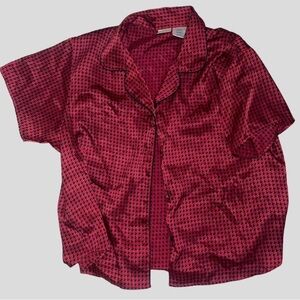 Red and Black Houndstooth satin top